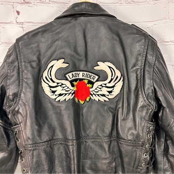 Women’s genuine leather motorcycle jacket riding biker moto Harley Davidson XL - Picture 11 of 14